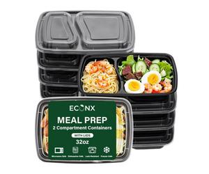 Econx 32Oz 2 Compartment Meal Prep Food Containers With Airtight Lids Reusable Bpa Free Plastic Bento Lunch Boxes X 30Pk