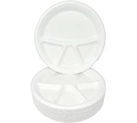 ECONX 4 Compartment Bagasse Plates 12 Inch Disposable Compostable Dinner Party Plates Heavy Duty Clamshell Eco Friendly Plates Perfect for Everyday USE Party Picnic BBQ (100)