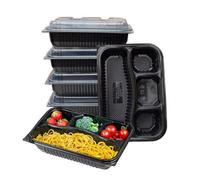 ECONX 4 Compartment Meal Prep Food Containers Takeaway Lunch Box Pack Of 30 in Black ECONX Black