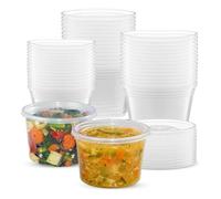 ECONX 50 Pack 16oz (450ml) Round Stackable Plastic Food Storage Container Set With Lids - Microwave Containers Durable Clear - Reusable, Leakproof, Dishwasher Safe, BPA Free Meal Prep Containers
