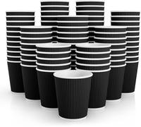 ECONX 50 X 8oz Disposable Paper Coffee Cups Without Lid Insulated Triple Wall Ripple Kraft Black for Takeaway Coffee, Tea or Hot and Cold Drinks for Cafes Offices Events or Parties