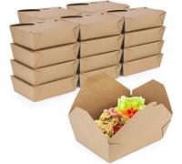 ECONX 50 X No.3 Kraft Food Takeaway Snack Box 2000ml (70oz) - Leak-Proof, Durable - Food Container Boxes Lunch Meal Noodles Salad Rice Pasta Perfect For Takeout, Meal Prep, BBQ, Restaurants