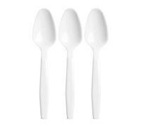 ECONX 50 X Reusable White Plastic Spoons Heavy Duty Disposable Cutlery Spoon ECONX White