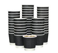 ECONX 500 X 4oz Black Disposable Paper Coffee Cups 3 PLY Ripple Takeaway Cup | Size: 100 Pieces ECONX Black 100 Pieces