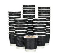 ECONX 500 X 4oz Black Disposable Paper Coffee Cups 3 PLY Ripple Takeaway Cup | Size: 500 Piece ECONX Black 500 Piece