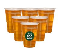 ECONX 500 x Clear Strong Plastic Half Pint Cups - 10oz Disposable Beer Glasses Tumblers - 284ml BPA-Free Plastic Cocktail Glasses with CE Marking - Recyclable for Parties Beer Cups for Any Events