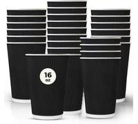 Econx 500 X Takeaway Coffee Cups 16Oz Strong Leak-Proof Disposable Insulated Triple Wall Ripple Black Paper Coffee Cups