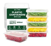 Econx 500Ml Plastic Food Storage Containers With Lids Microwave Freezer Safe Reusable Boxes Meal Prep Containers(200Pcs)