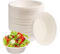 ECONX 50pc 6inch 12oz Compostable Biodegradable Paper Bowls Eco Friendly Disposable Bagasse Bowl Safe for Hot and Cold Foods Perfect for Picnics BBQ Parties Weddings Xmas, Sugarcane Bowls (31549498)