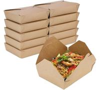 ECONX 51oz No.2 Takeaway Food Snack Boxes 1450ML Cardboard Leak Proof Biodegradable Kraft Deli Food Take out Containers For Sandwich, Cheesecake, Burger Snack Salad Lunch Boxes Party (100)