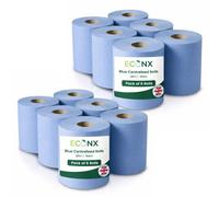 ECONX Pack of 6 Blue Centrefeed Rolls 2-Ply Paper Towel -150m Length Paper Hand Towels Super Absorbent Commercial Cleaning and Kitchen Rolls for Home, Office, Workshop, Restaurant