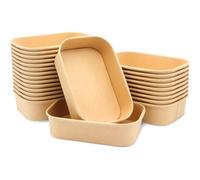 Econx 650Ml Kraft Food Containers Rectangular Takeaway Food Box Heavy-Duty Leakproof Kraft Paper Salad Box X 50Pk