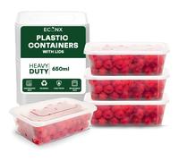 ECONX 650ml Plastic Food Storage Containers With Lids Microwave Freezer Safe in Clear | Size: 25 Pieces ECONX Clear 25 Pieces