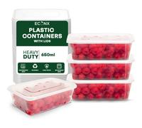 Econx 650Ml Plastic Food Storage Containers With Lids Microwave Freezer Safe Reusable Boxes Meal Prep Containers(50Pcs)