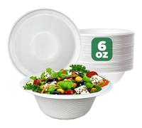 ECONX 6oz Biodegradable Bagasse Bowls Disposable Bowls For Picnic Parties in White | Size: 100 Pieces ECONX White 100 Pieces