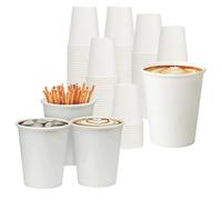 ECONX 8oz Single Wall White Paper Cups for Hot & Cold Drinks Beverages (Pack 1000) - Disposable Paper Cups, Recyclable Coffee Cups for Tea, Coffee, Juice - Ideal for Home, Office, Cafes, Events 227ml