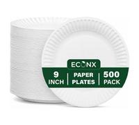 Econx 9"(23Cm) Disposable Paper Plates Heavy Duty Dinner Party Plates Tableware X 500Pc