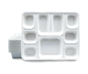 ECONX 9 Compartment Bagasse Rectangular Plate Heavy Duty Super Strong Eco-Friendly Disposable Bagasse Plates Biodegradable