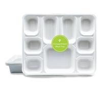 ECONX 9 Compartment Biodegradable Bagasse Plates Disposable Dinner Plates in White | Size: 100 Pieces ECONX White 100 Pieces
