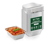 Econx 16Oz No.2 Aluminium Foil Food Container With Lids Takeaway Food Storage Boxes Pack Of 100