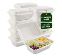 Econx Bagasse Food Containers Burger Boxes 7X5 Inch Clamshell Takeaway Containers With Lids 250Pk