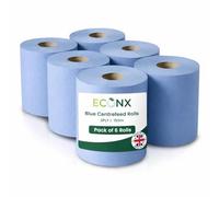 ECONX Blue Centrefeed Rolls 2-Ply Paper Towel -150m Length Paper Hand Towels Super Absorbent Commercial Cleaning and Kitchen Rolls for Home, Office, Workshop, Restaurant (6 Count (Pack of 1))
