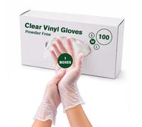 ECONX 100 X Clear Vinyl Disposable Gloves Medium Powder Free & Latex Free | Suitable for Food Handling, catering, Cleaning, Hair & Beauty, Household and General Use