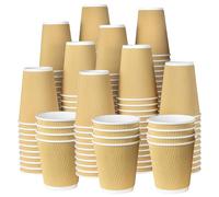 ECONX Coffee Cups Disposable 12oz Ripple Paper Cups for Tea, Hot Drinks, Triple Walled Insulated Disposable Cups, Takeaway Coffee Cups, Leakproof Paper Cups,Ideal for Cafe,Office, Events(Pack of 200)