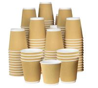 ECONX Coffee Cups Disposable 500 x 8oz Ripple Paper Cups for Tea, Hot Drinks, Triple Walled Insulated Disposable Cups, Takeaway Coffee Cups, Leakproof Paper Cups, Ideal for Cafe, Office, Events