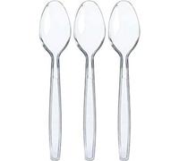 Econx Disposable Clear Plastic Spoons Heavy Duty Plastic Cutlery Spoons Reusable 50Pcs For Wedding Catering Party Events
