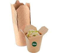 ECONX Kraft Noodle Pot Box 32oz Round Biodegradable Deli Takeaway Food Box in Brown | Size: 200 Pieces ECONX Brown 200 Pieces