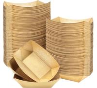 ECONX Medium 700ml Brown Kraft Paper Food Trays Serving Plates Boat Takeaway Bowls Boxes Disposable Containers For Chips Nacho Hotdog Sandwich Burger BBQ Birthday Party Camping (100)