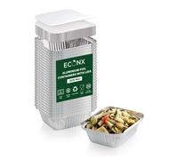 Econx No.1 Aluminium Foil Food Container With Lids Takeaway Food Storage Boxes Pack Of 50