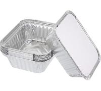 ECONX No.2 Aluminium Disposable Foil Food Container With Lids Reusable Takeaway Containers Great for Baking, Roasting, Cooking, Broiling, Food Storage Aluminium Foil Containers (50)