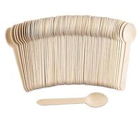 ECONX Pack of 100 Disposable Wooden Spoons Set for Home & Office Use BBQs, Picnics, Parties, Weddings, BBQ's, Outdoor Events Camping, Food Service Use Wooden Disposable Cutlery