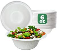 Econx Pack Of 200 Biodegradable Bagasse Bowls 6Oz White Disposable Bowl 180Ml For Picnic Catering Bbq And Parties
