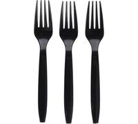 Econx Reusable Plastic Forks Black Fork 18Cm Disposable Cutlery For Parties Catering Weddings Pack Of 50