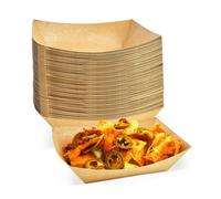 Econx Small Kraft Food Trays Paper Plates 17X10Cm Takeaway Food Boxes Cardboard Serving Tray Containers Water Oil Proof X 100