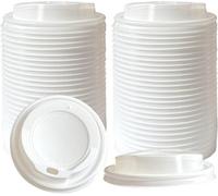 Econx White 12Oz Plastic Sip-Through Lids For Paper Disposable Coffee Cups Lids 90mm Leak Proof Secure Fit Lid X 500