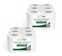 Econx White Centrefeed Rolls 12 Pack 2 Ply Embossed Super Absorbent 400 Sheets White Roll Paper Towel Tissue