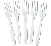 Econx White Reusable Plastic Forks Disposable Cutlery Forks For Parties Catering Weddings Pack Of 50