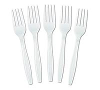 ECONX White Reusable Plastic Forks Heavy Duty Disposable Cutlery Forks x 50 ECONX White