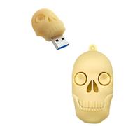 Ecoodisk 128GB USB 3.0 Flash Drive Cartoon Novelty Halloween Human Skull Memory Stick Silicone Rubber Pendrive Yellow