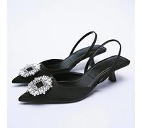 Ecoodisk 2022 Rhinestone Women Pumps Fashion Pointed Slingback Female Stiletto Elegant Colorful Shallow Mouth Ladies Prom Shoes