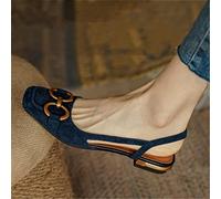 Ecoodisk 2022 Women Sandals Square Heel Slip On Suede Low Heel Ladies Shoes Leisure Solid Fashion Casual Elegant Office Females Shoes