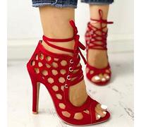 Ecoodisk 2022 Women Thin Heels Shoes Summer New Snakeskin Pattern Stitching Pumps Thin Belt Combination Roman Lace Up Females Sandals