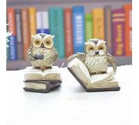 Ecoodisk 2pcs Owl Figurines Owl Reading Book Statue Animal Sculptures Collection Figurines for Home Decor & Gift.