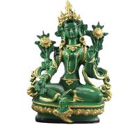 Ecoodisk 5.3 inches resin coloured painted Buddhism statue Indian green Tara Bodhisattva Buddha statue Buddhist figurine main decorations ornaments decorative for home bfsj