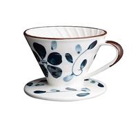 Ecoodisk Ceramic Retro Thread Pour Over Coffee Filter,Hand Painted Coffee Dripper Reusable Filters.