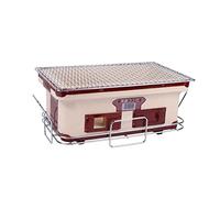 Ecoodisk Charcoal Grill, Rectangular Japanese Korean Ceramic Hibachi BBQ Table Grill Table Top Yakiniku Grill Inner Charcoal Grill40*24CM,B
